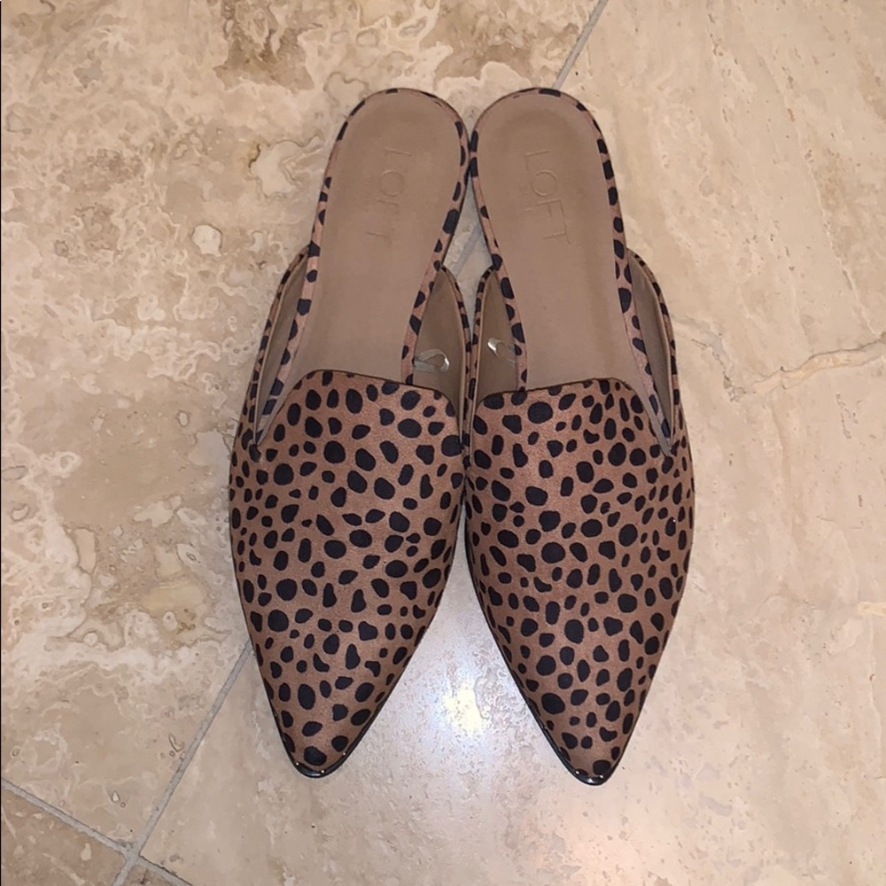 LOFT Leopard print studded mules